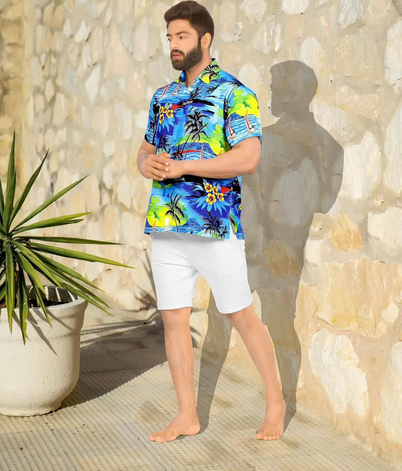 LA LEELA Men's Hawaiian Shirts Short Sleeve Button Down Shirt Mens Shirts Holiday Tropical Party Shirts for Men Funny