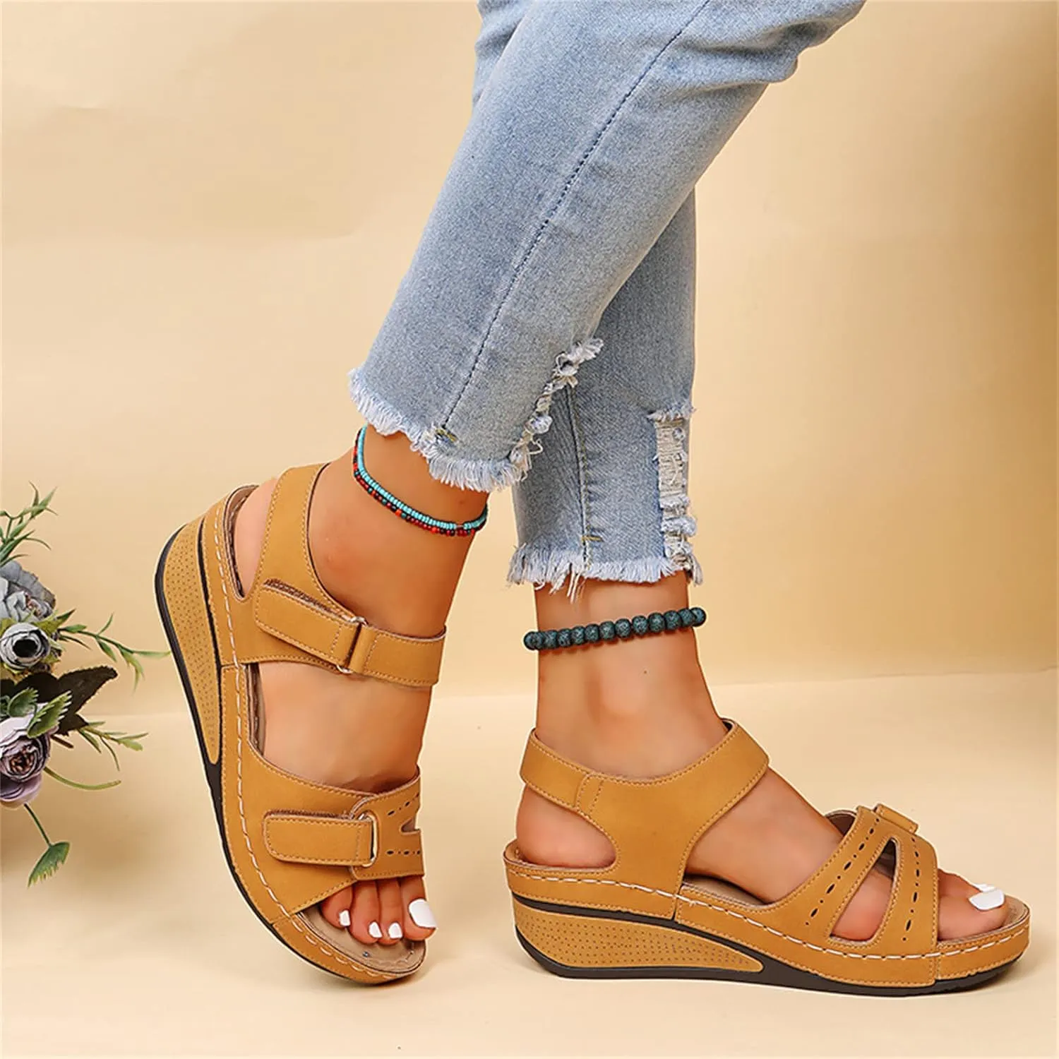 Ladmiple Orthopedic Sandals For Women Plantar Fasciitis Arch Heel Support Dressy Casual Summer Slip On Orthotic Flip Flops