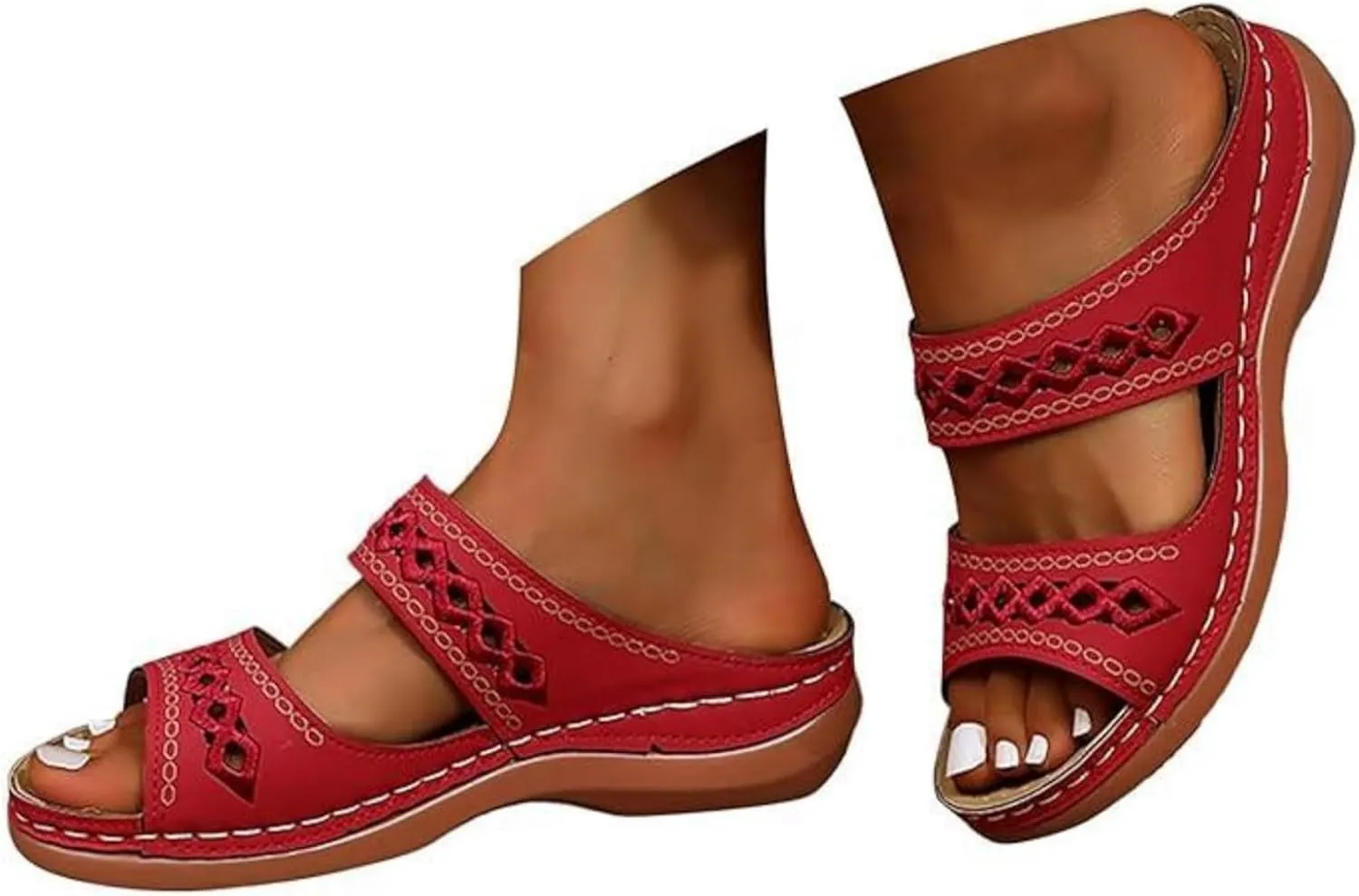 Ladmiple Sandals Women Dressy Summer Flat Island Cute Casual Beach Shoes Orthotic Flips Flops Arch Support Orthopedic Slides