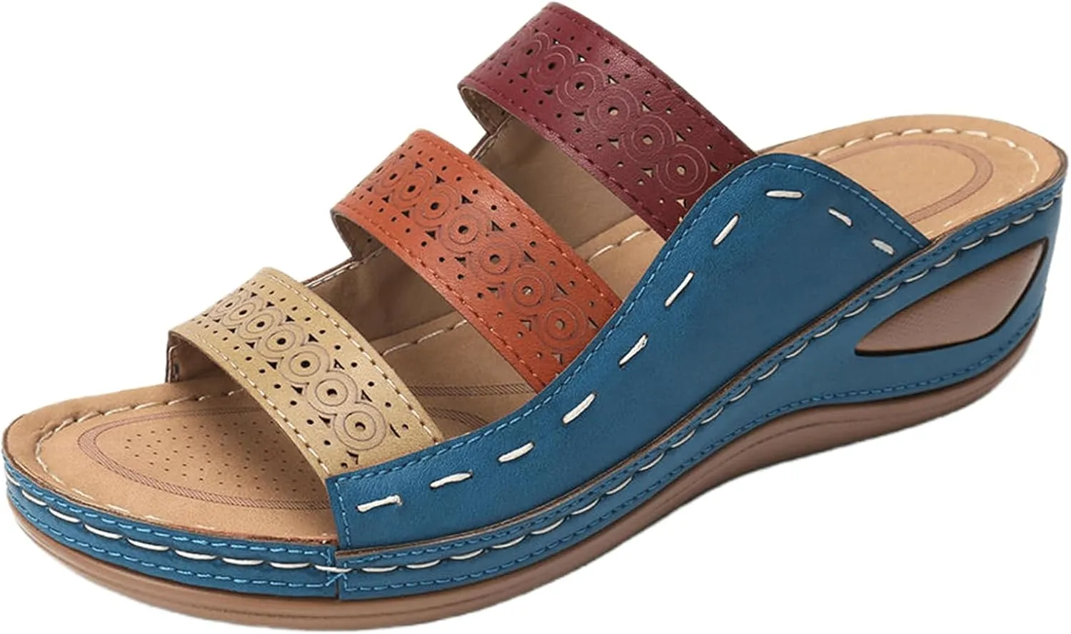 Ladmiple Sandals Women Wedge Low Heel Orthopedic Slides Dressy Summer Walking Comfortable Arch Support Orthotic Flip Flops