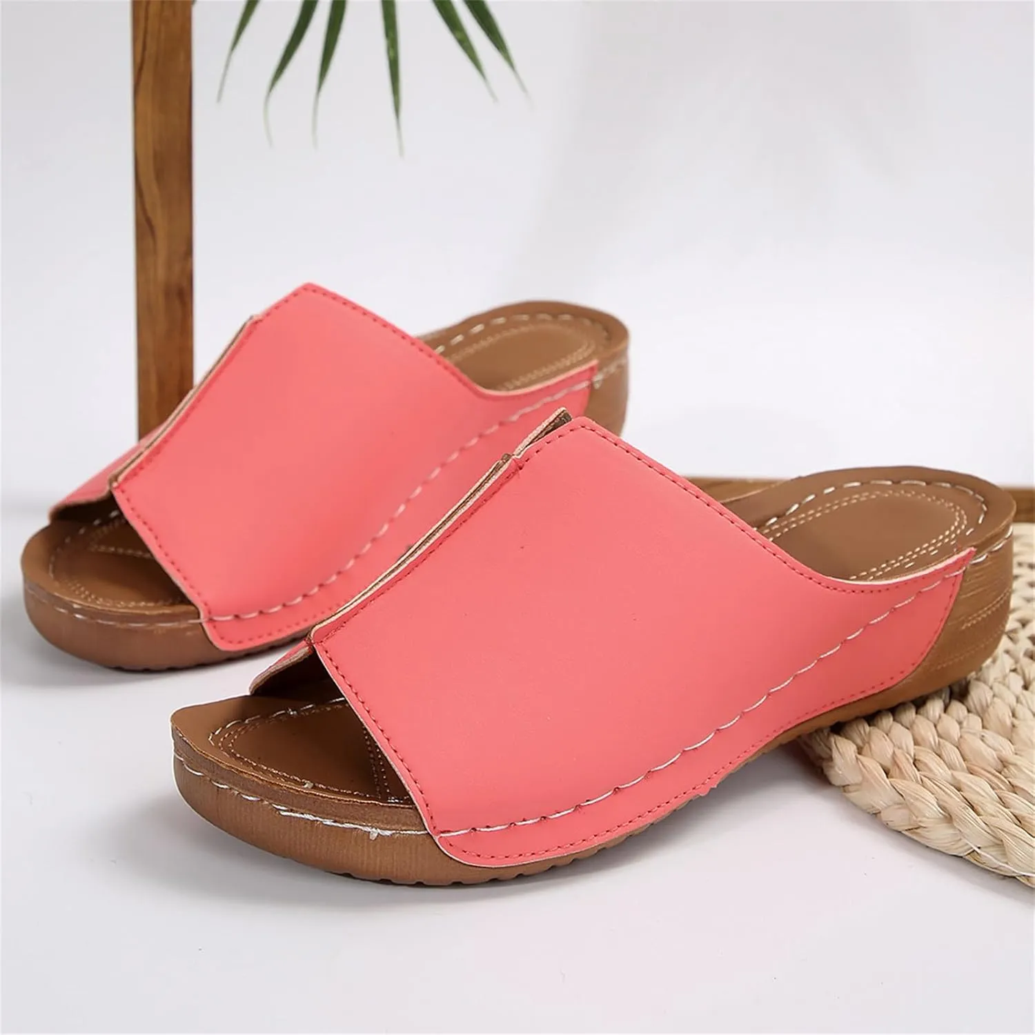 Ladmiple Womens Sandals Comfortable Dressy Wedge Heel Orthopedic Slippers Arch Support Slides Summer Orthotic Flip Flops