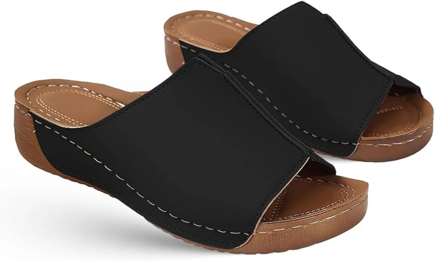 Ladmiple Womens Sandals Comfortable Dressy Wedge Heel Orthopedic Slippers Arch Support Slides Summer Orthotic Flip Flops