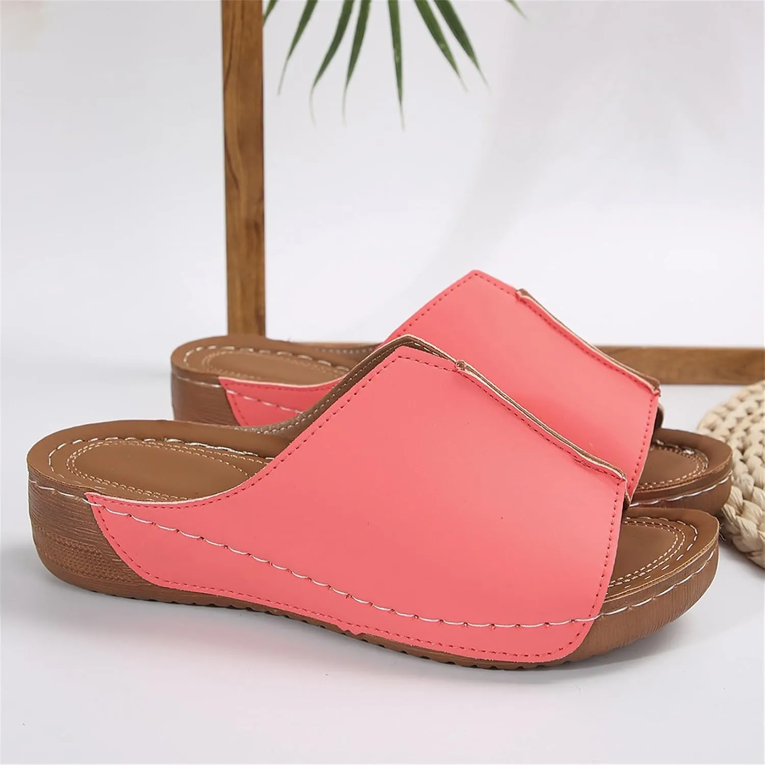 Ladmiple Womens Sandals Comfortable Dressy Wedge Heel Orthopedic Slippers Arch Support Slides Summer Orthotic Flip Flops