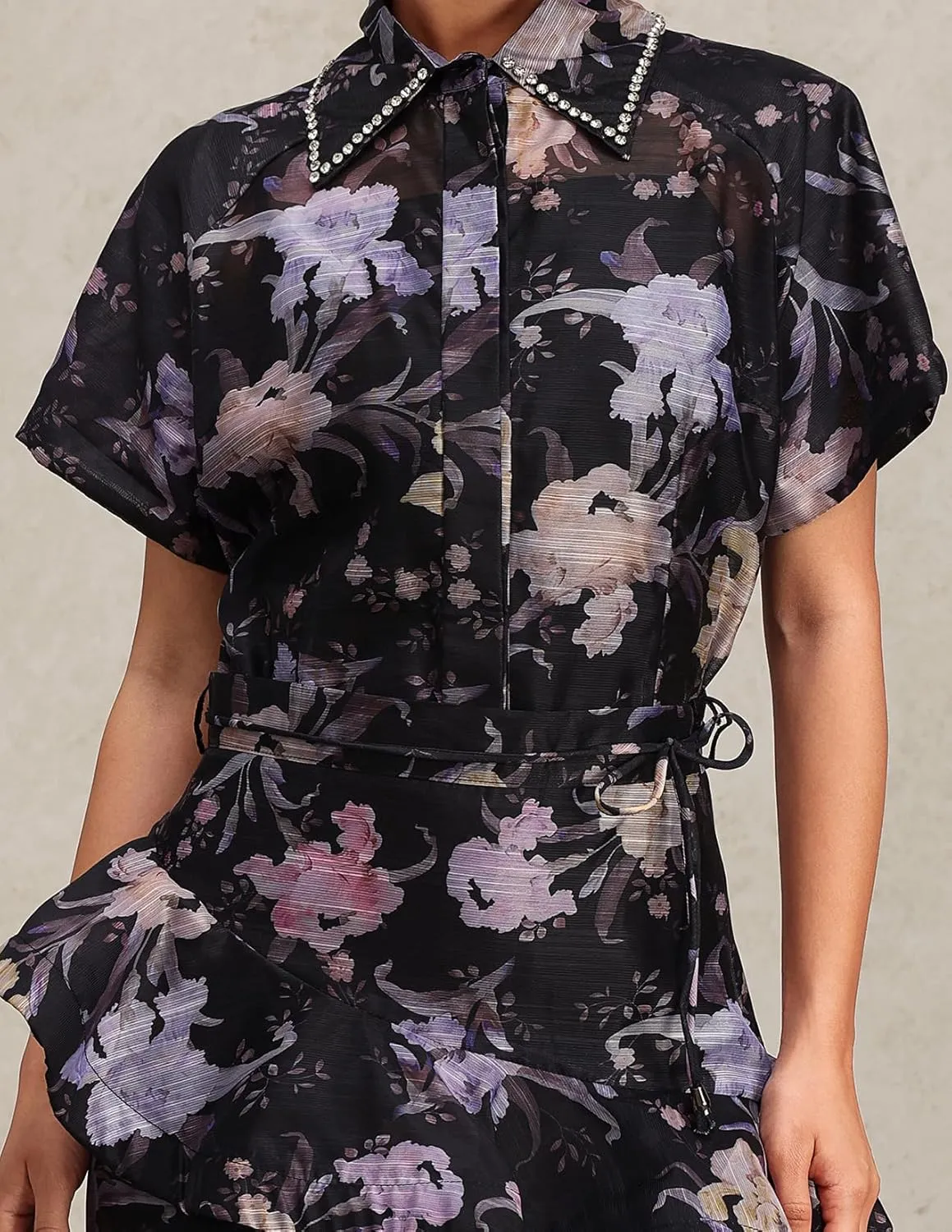 Lapel Short Sleeve Printed Floral Two Piece Skirt Set for Women Maxi Skirt and Top Set for Date Night