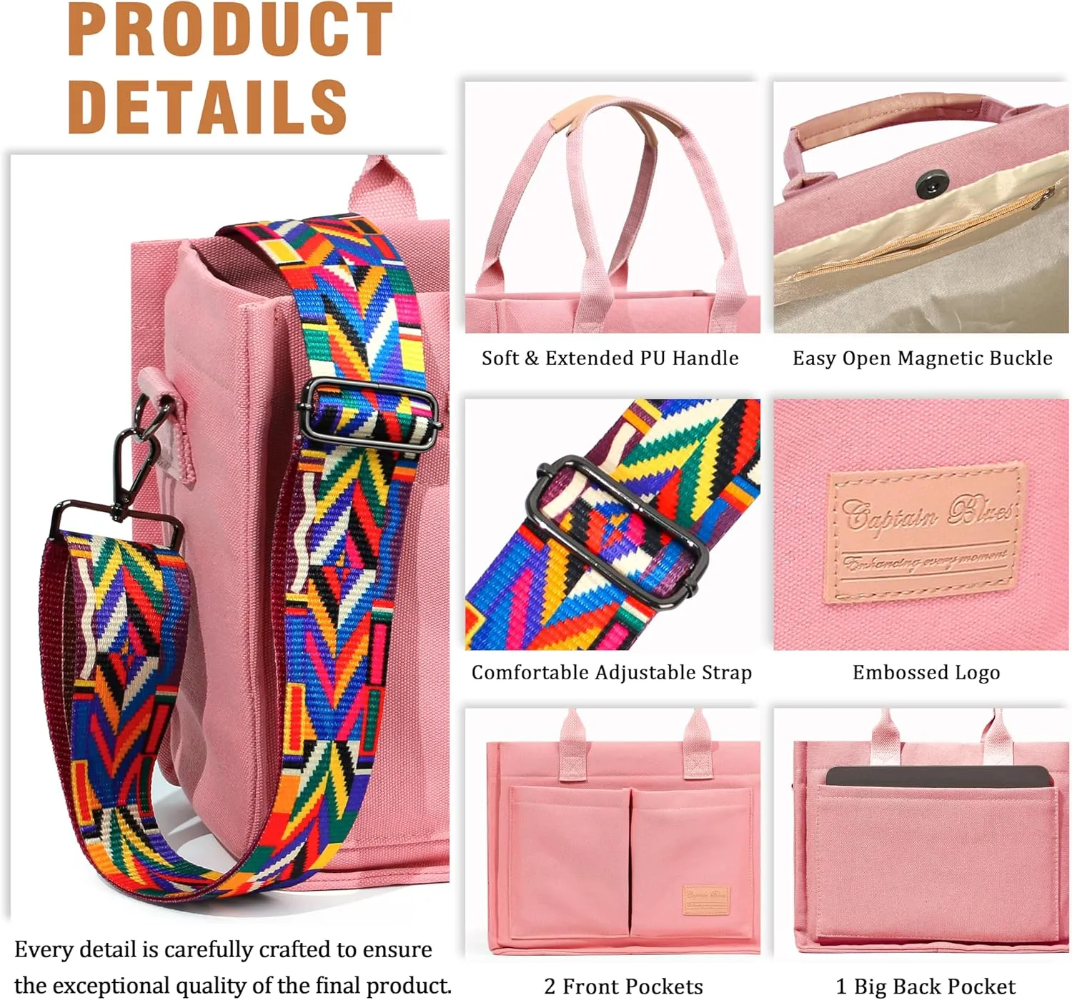 Large Canvas Tote Bag for Women, Crossbody Shoulder Handbags, Work and Everything Bags for College, Travel & Nurse Bag