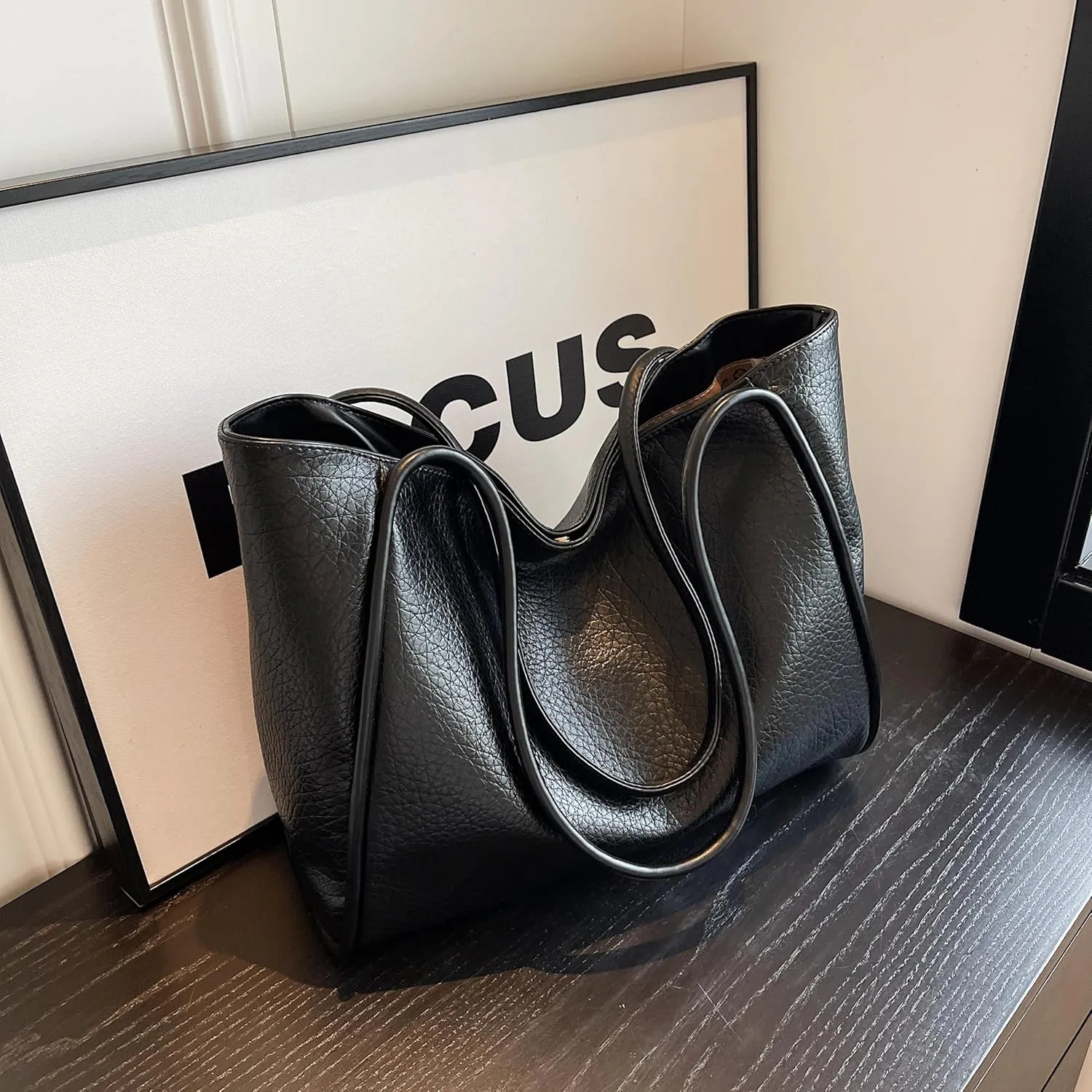 Large Vegan Leather Weekender Bag - Women's Shopper Handbag
