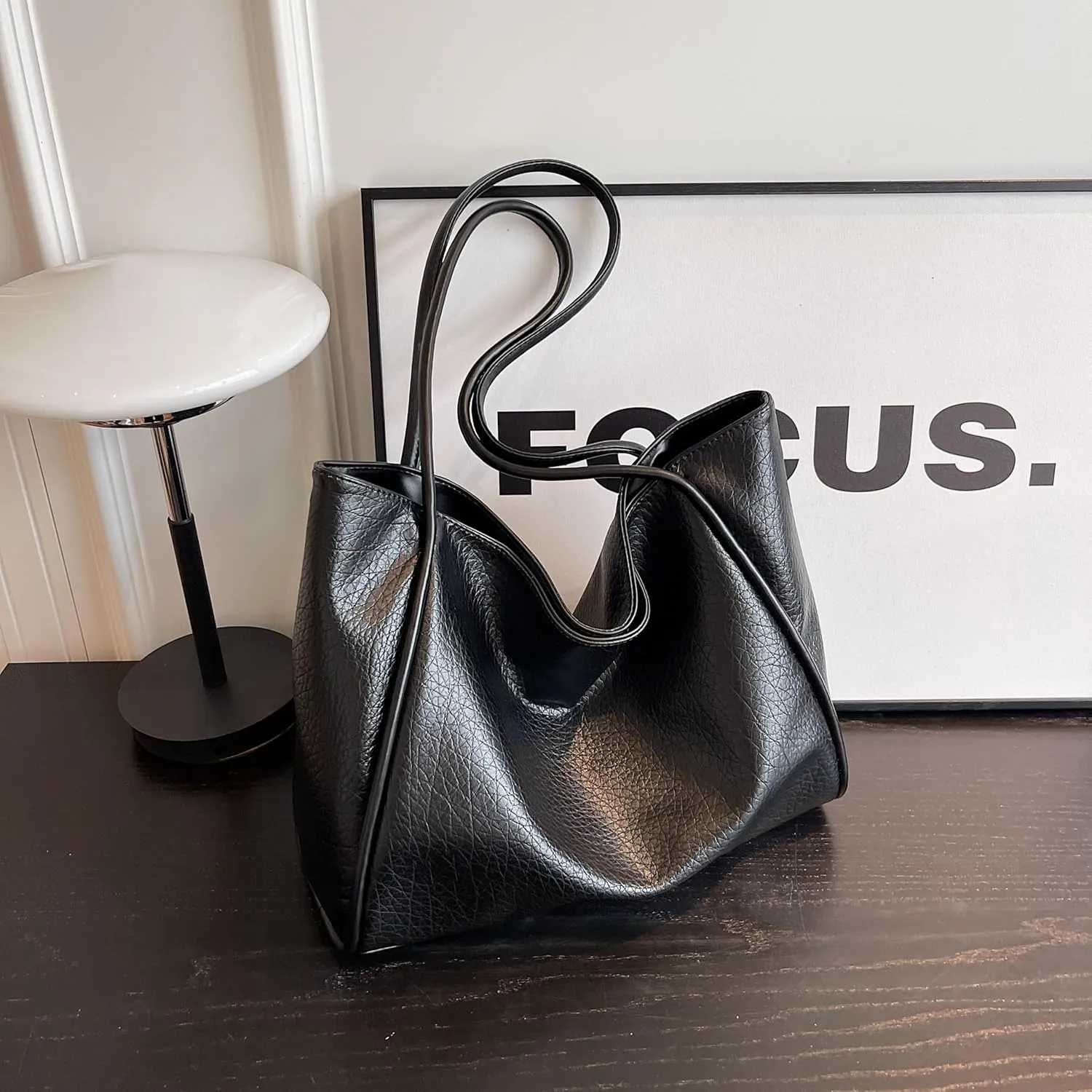 Large Vegan Leather Weekender Bag - Women's Shopper Handbag