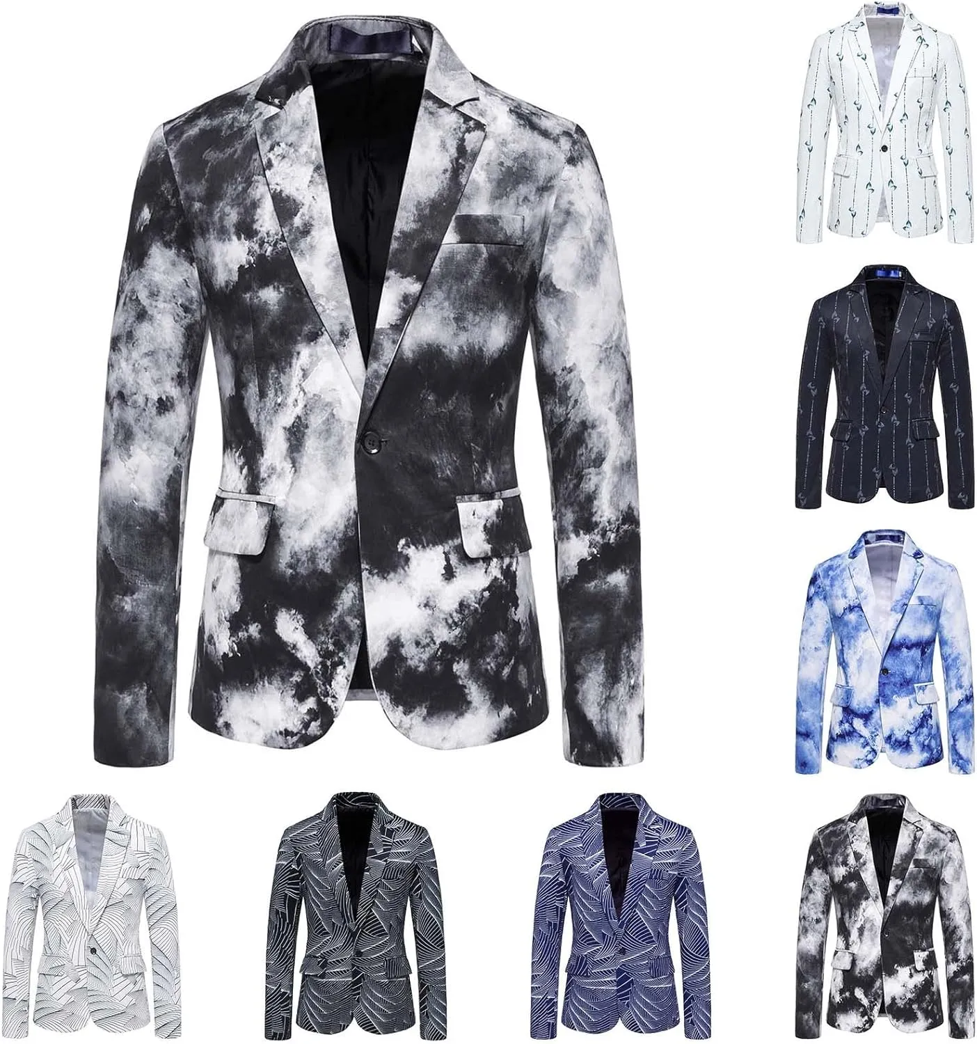 LCMTWX Blazers for Men Men's Winter Jacket Coats Casual Striped Printing Jacket Light Business One-button Ski Racing Suit