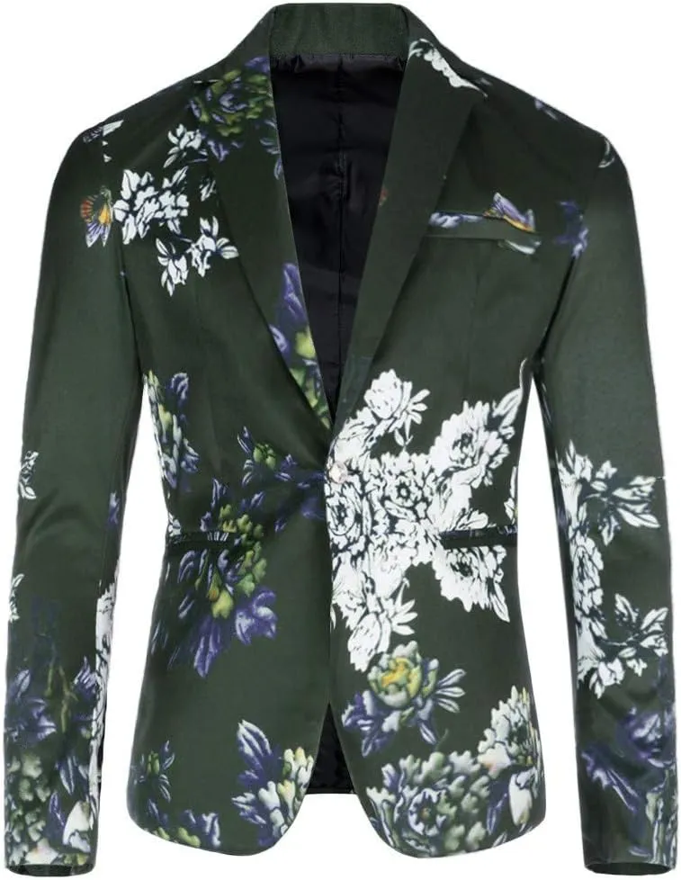LCMTWX Blazers for Men Suit Tops Men's Wedding Stylish Casual Print Business Party Outwear Coat Christmas Vacation Suit