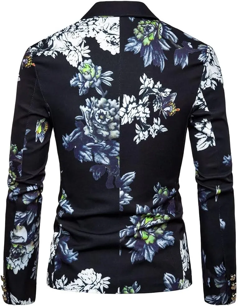 LCMTWX Blazers for Men Suit Tops Men's Wedding Stylish Casual Print Business Party Outwear Coat Christmas Vacation Suit