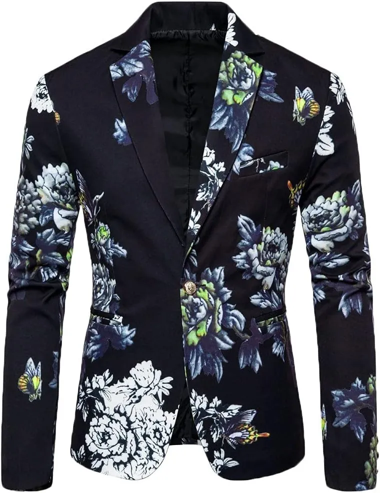 LCMTWX Blazers for Men Suit Tops Men's Wedding Stylish Casual Print Business Party Outwear Coat Christmas Vacation Suit