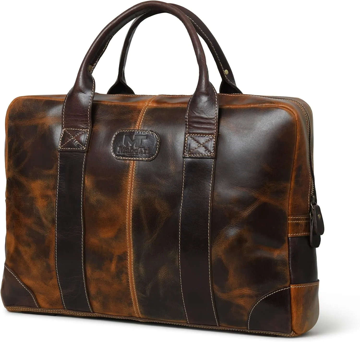 Leather Messenger Bag for Men, 16" Vintage Laptop Bag Briefcase Satchel Green/Brown Jefferson Limited Edition
