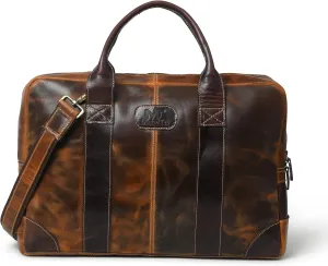 Leather Messenger Bag for Men, 16" Vintage Laptop Bag Briefcase Satchel Green/Brown Jefferson Limited Edition