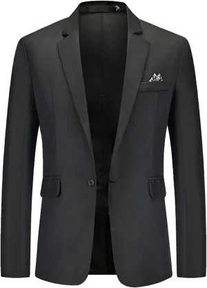 Lightweight Stretch Sports Coats Anti-stain Blazer Mens Suit Slim Fit One Button Solid Tuxedo Acket Business Suits
