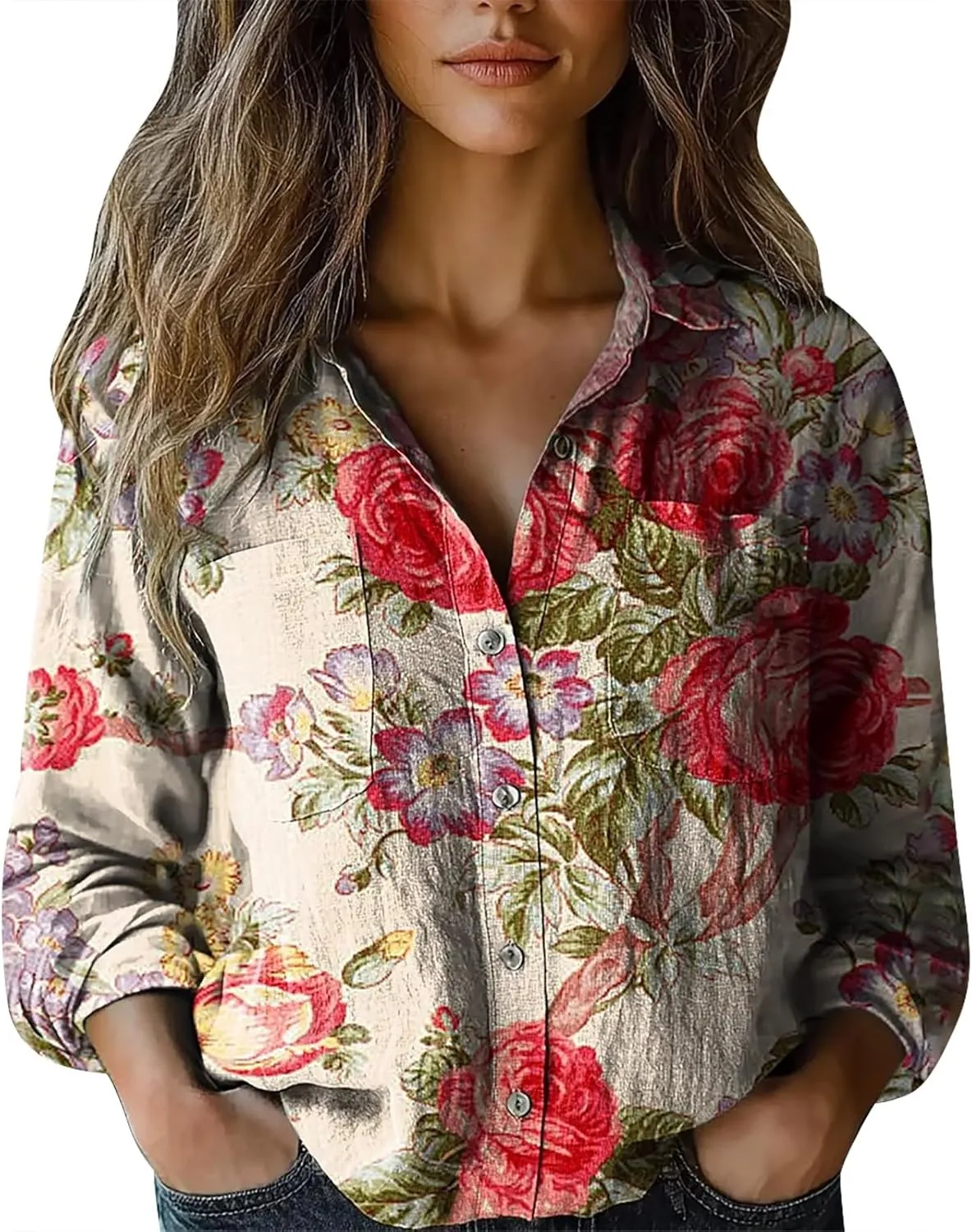 Linen Shirts for Women Fashion Down Shirts Casual Tops Long Sleeve Blouse Oversized Shirts for Women Oversized Shirt