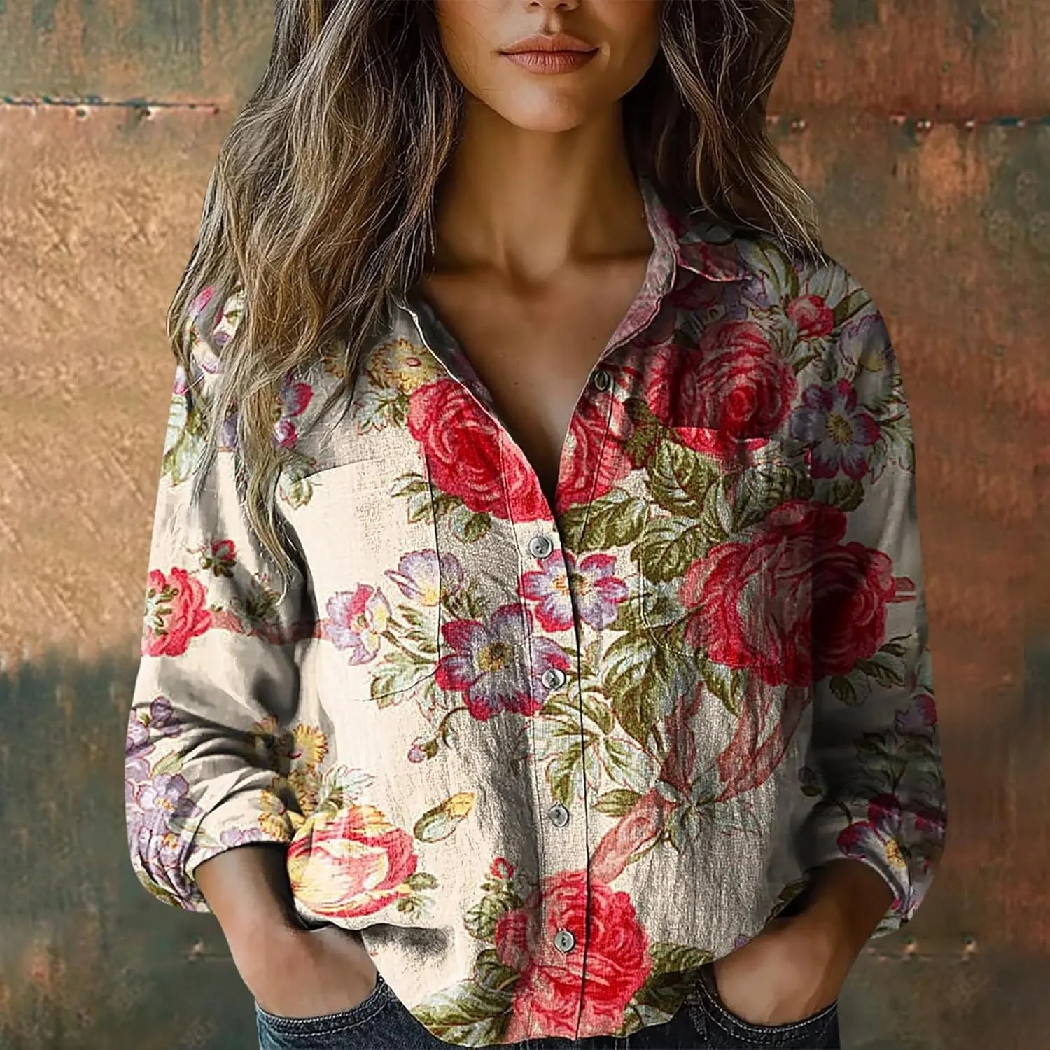 Linen Shirts for Women Fashion Down Shirts Casual Tops Long Sleeve Blouse Oversized Shirts for Women Oversized Shirt