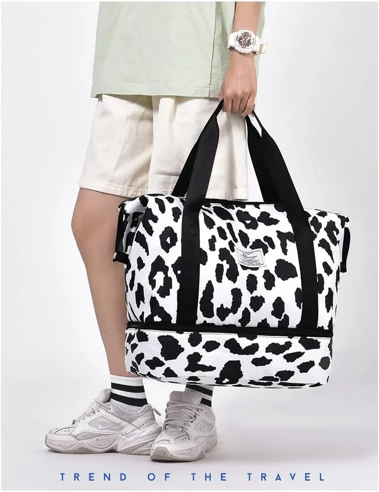 Loizziuy Travel Duffle Bag Waterproof Weekender Carry On Tote Bags for Women, Men & Unisex, Zebra Print