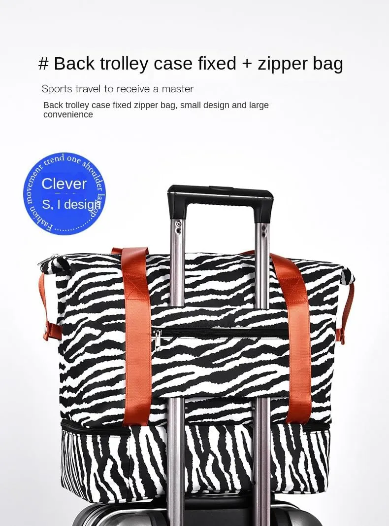 Loizziuy Travel Duffle Bag Waterproof Weekender Carry On Tote Bags for Women, Men & Unisex, Zebra Print