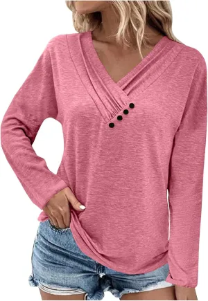Long Sleeve Shirts for Women Womens Blouses Casual Fall Hippie Shirts Cute Tops Floral Tunics Tops Crew Neck Shirts