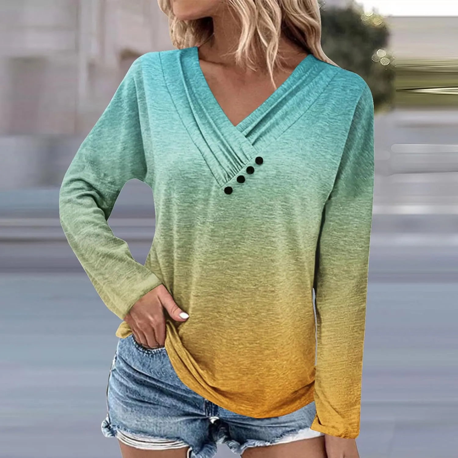 Long Sleeve Shirts for Women Womens Blouses Casual Fall Hippie Shirts Cute Tops Floral Tunics Tops Crew Neck Shirts