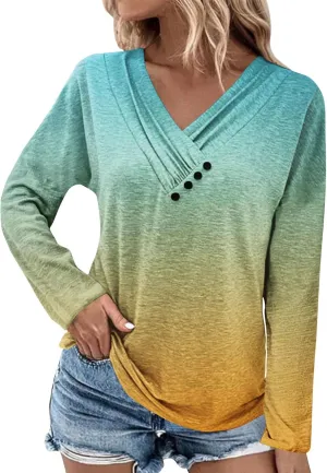 Long Sleeve Shirts for Women Womens Blouses Casual Fall Hippie Shirts Cute Tops Floral Tunics Tops Crew Neck Shirts