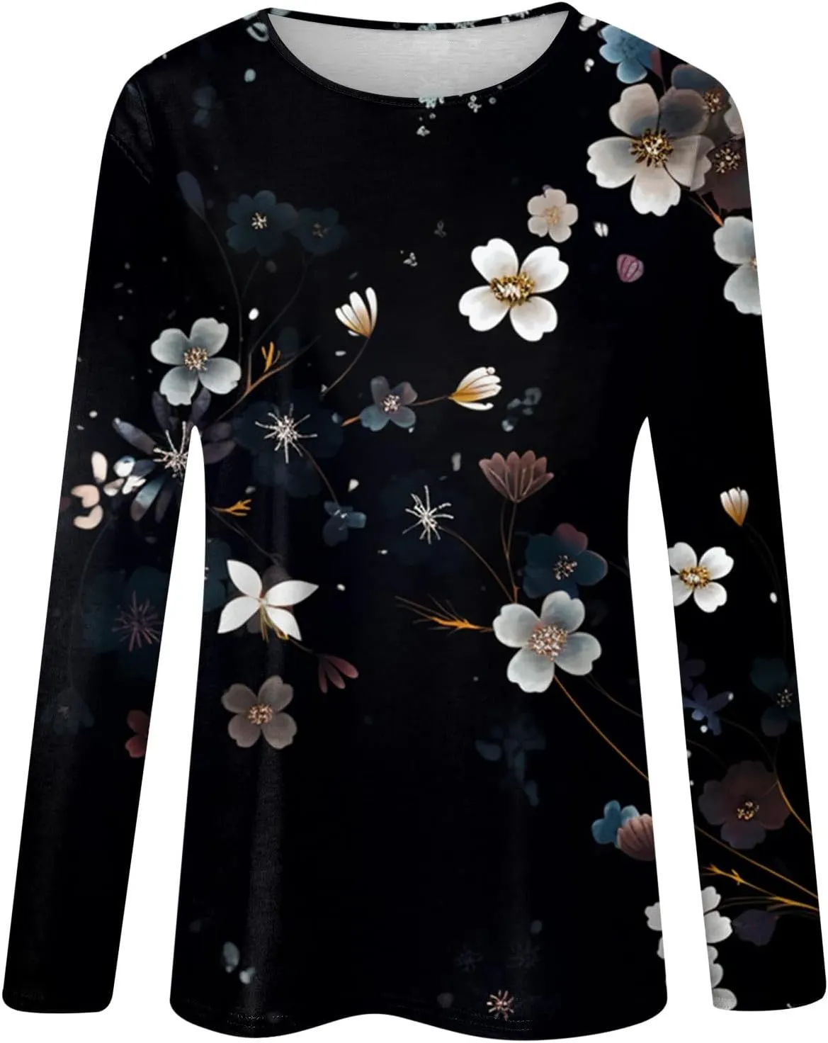 Long Sleeve Shirts for Women - Womens T Shirts Long Sleeve Crew Neck Shirts Basic Tee Sort Comfy Printed Tops Blouse