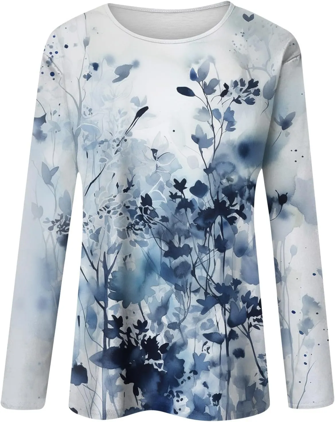 Long Sleeve Shirts for Women - Womens T Shirts Long Sleeve Crew Neck Shirts Basic Tee Sort Comfy Printed Tops Blouse