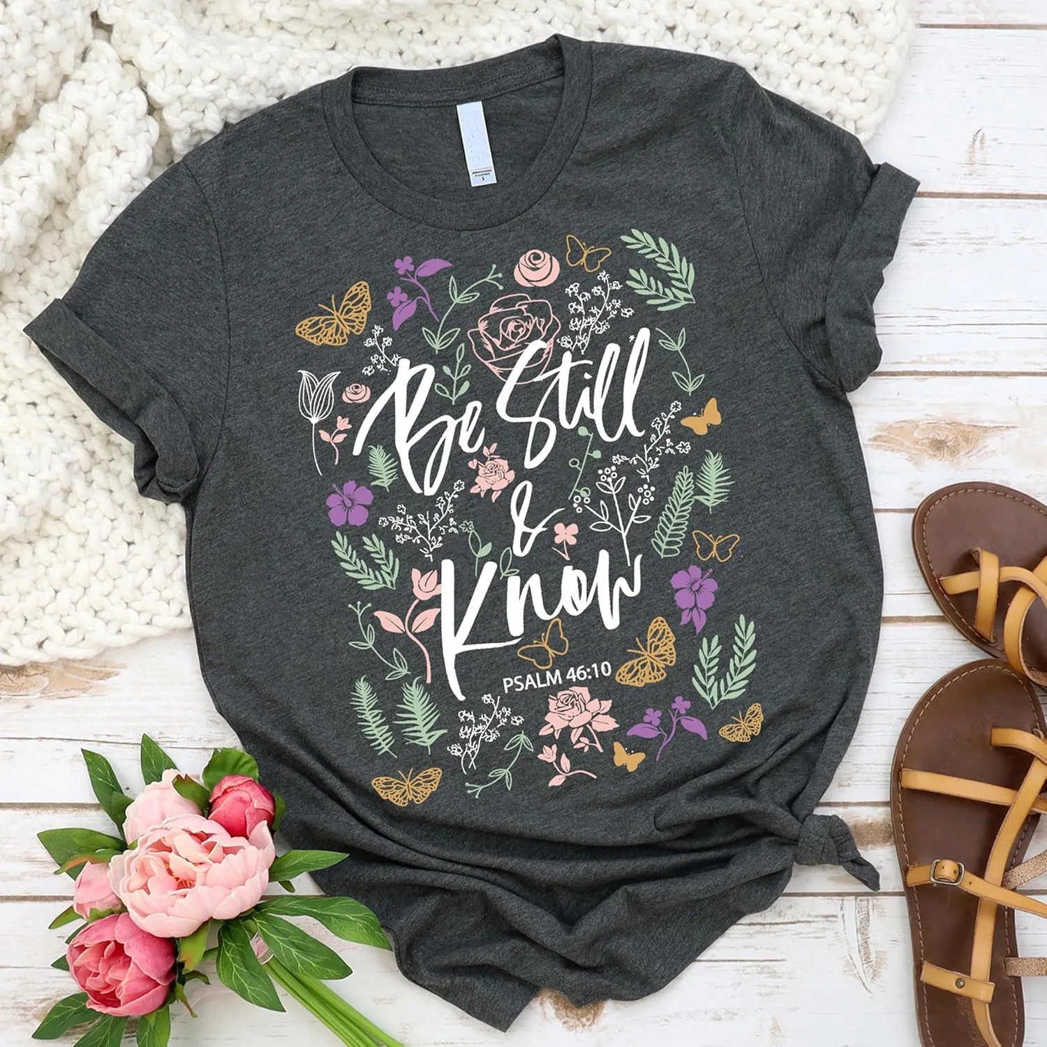 Love in Faith | Be Still Christian Shirts | Faith Shirts for Women | Christian T-Shirts for Women | Faith-Based Apparel