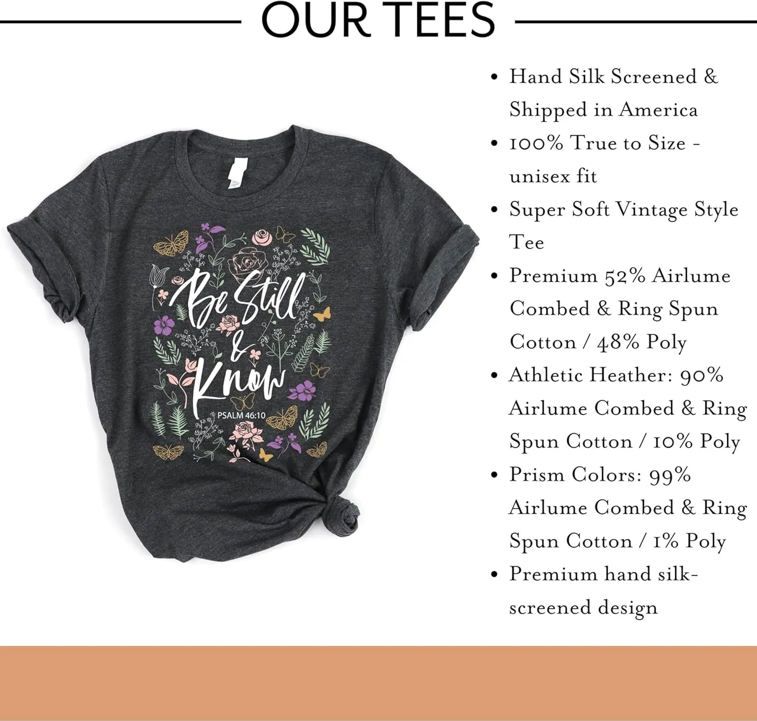 Love in Faith | Be Still Christian Shirts | Faith Shirts for Women | Christian T-Shirts for Women | Faith-Based Apparel