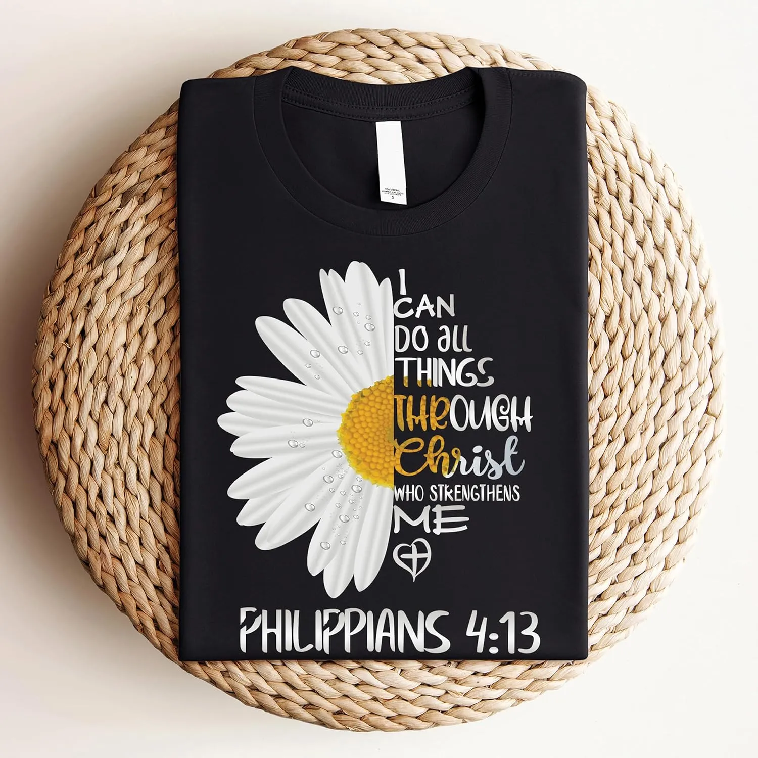 Love in Faith Christian Shirts for Women | I Can Do All Things Daisy | Faith Shirts for Women  Christian T Shirts