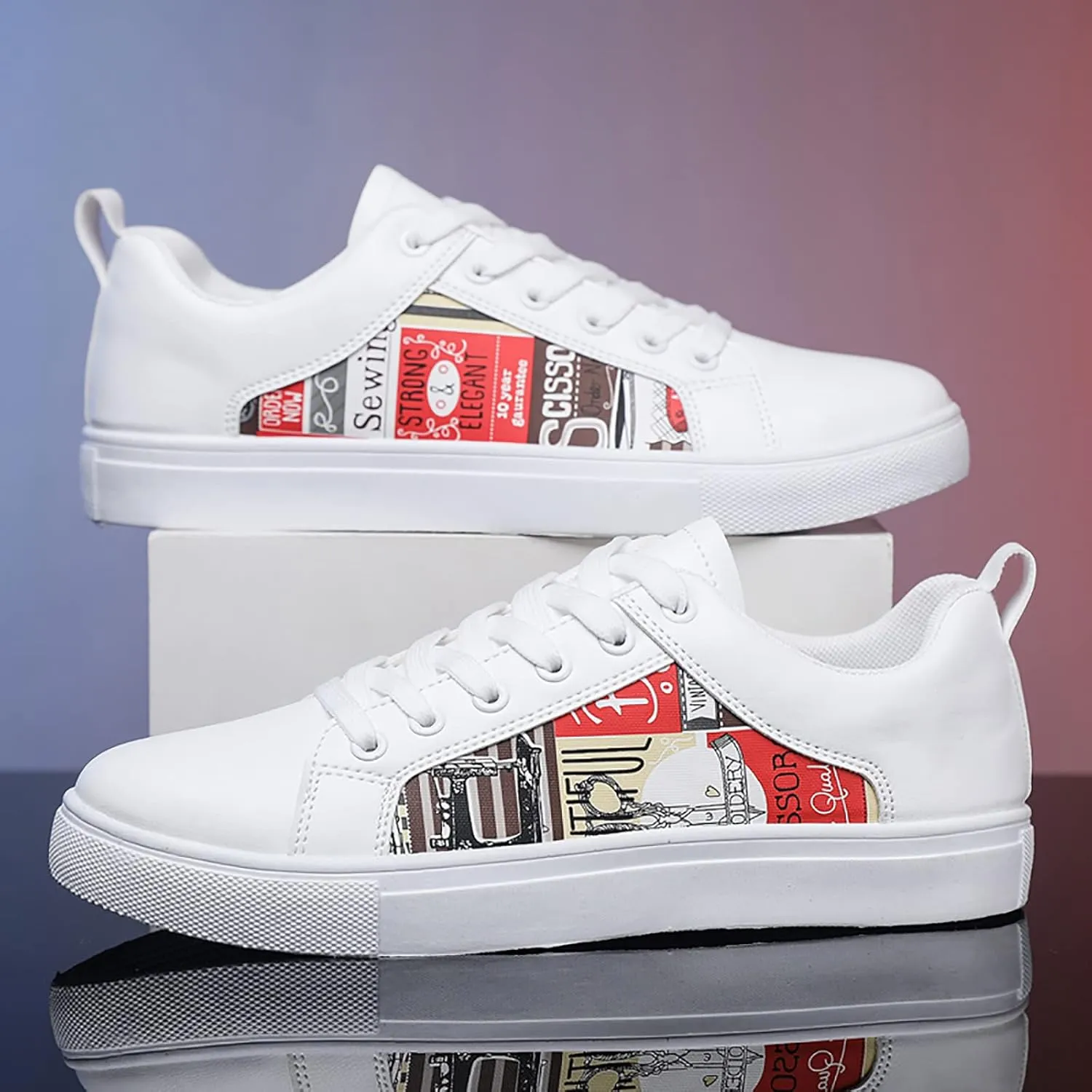Low Top Sneakers for Women Lace-Up Retro Sneaker Wide Width Slip On Walking Shoes Comfortable Breathable Thick Sole Running Shoes