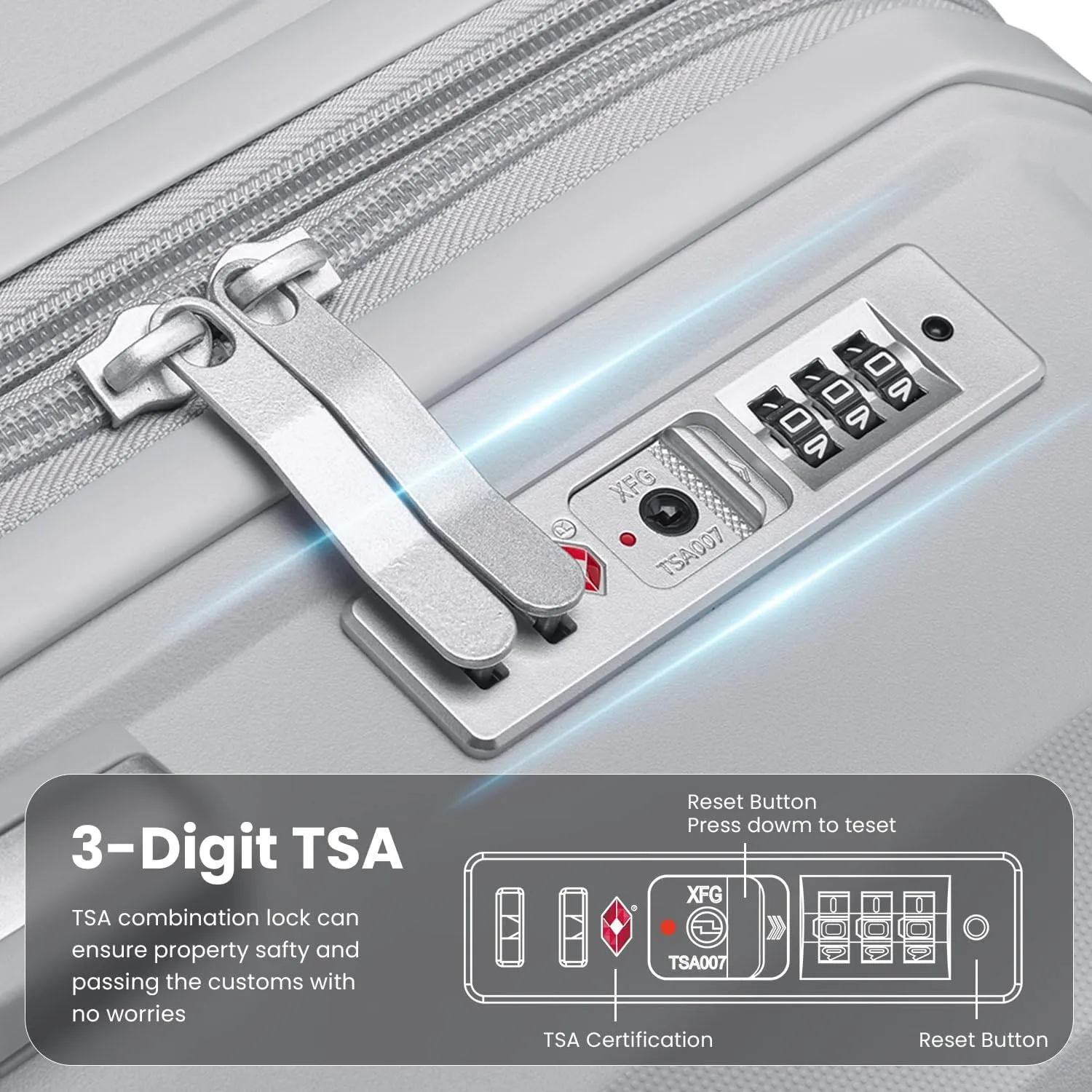 Luggage 4 Piece Sets(14/20/24/28), Hard Shell Lightweight TSA Lock Carry on Expandable Suitcase with Spinner Wheels Travel Set for Men Women Silver