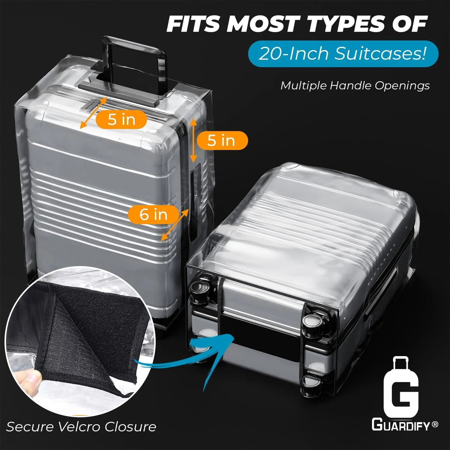 Luggage Covers for Suitcase Tsa Approved, 20" Clear Luggage Protector Suitcase Cover|Sturdy Transparent & PVC Waterproof Travel Luggage Sleeve|Carry On Luggage Plastic Cover in 1 Perfect Fit