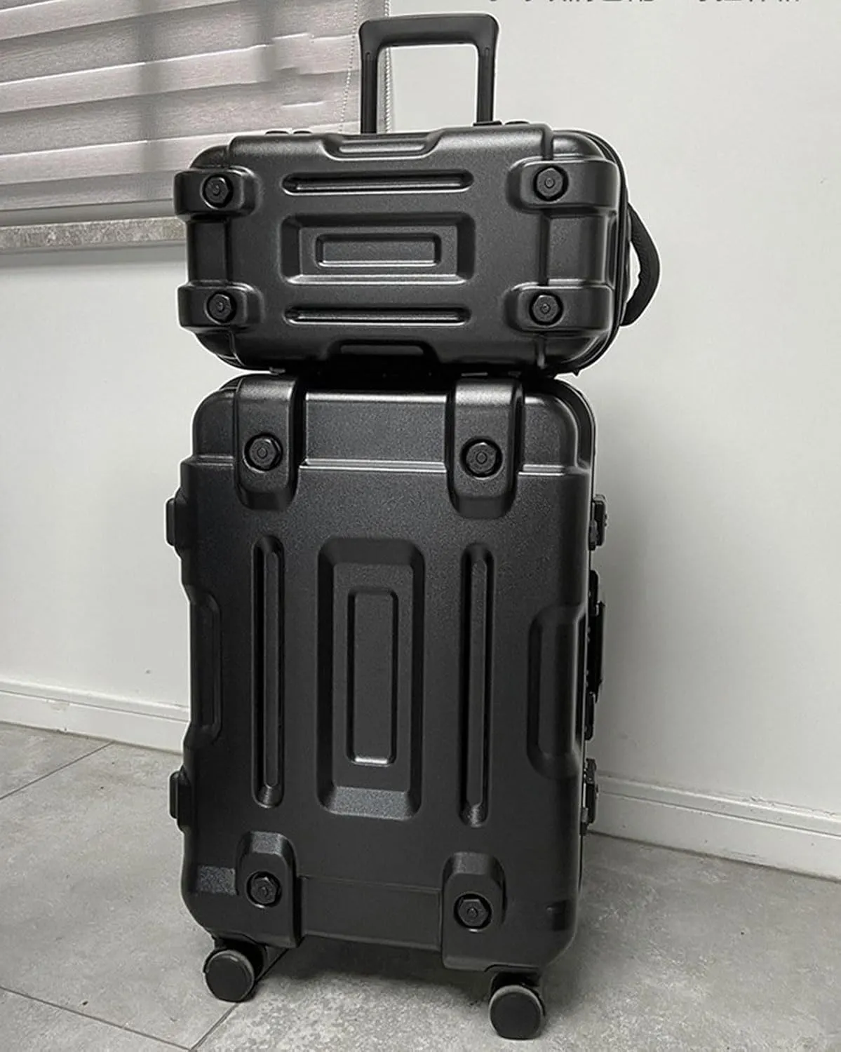 Luggage Travel Suitcase with Spinner Wheels,Silent Suitcase Boarding Suitcase Various Sizes Suitcases/Backpack- Black Aluminum Frame||20