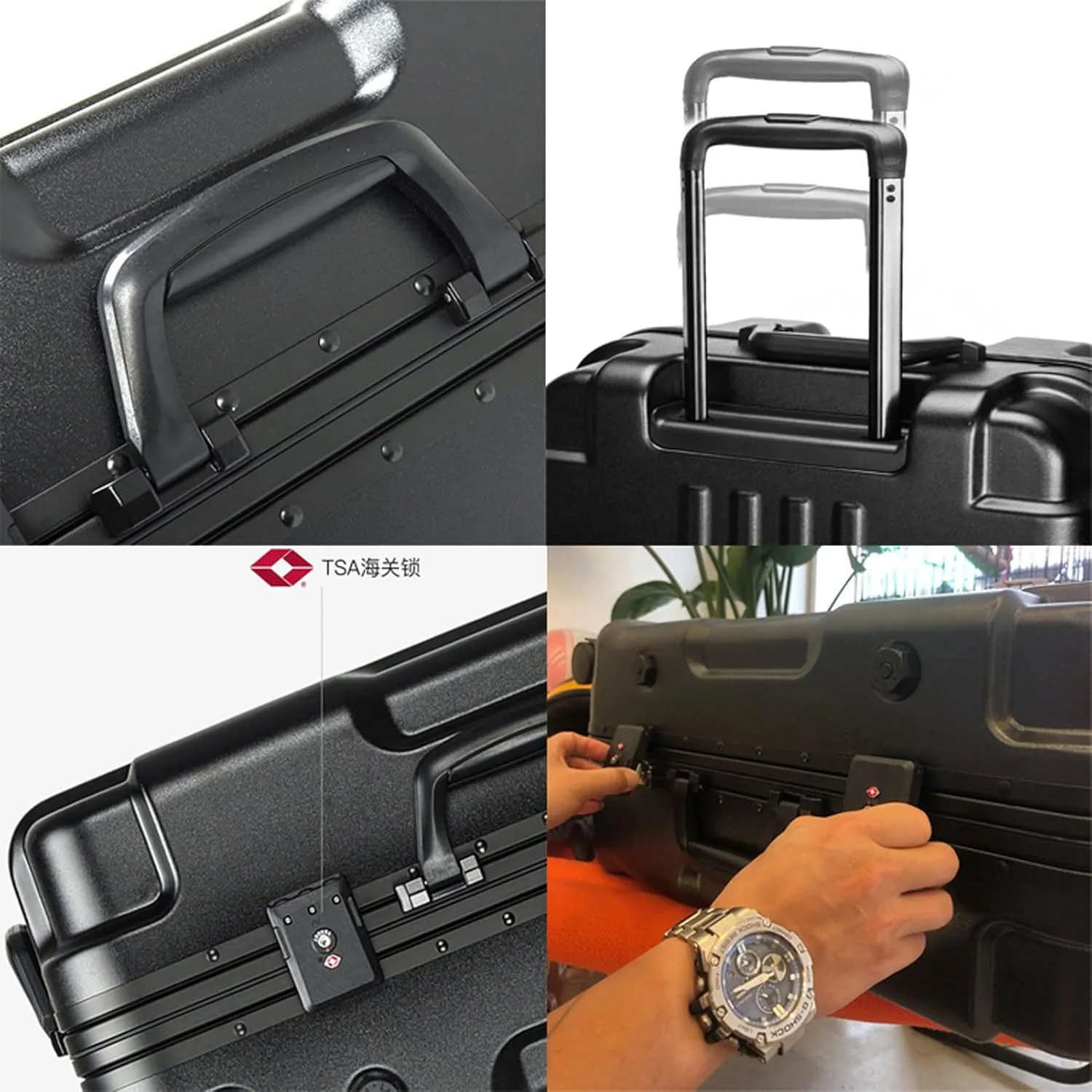 Luggage Travel Suitcase with Spinner Wheels,Silent Suitcase Boarding Suitcase Various Sizes Suitcases/Backpack- Black Aluminum Frame||20