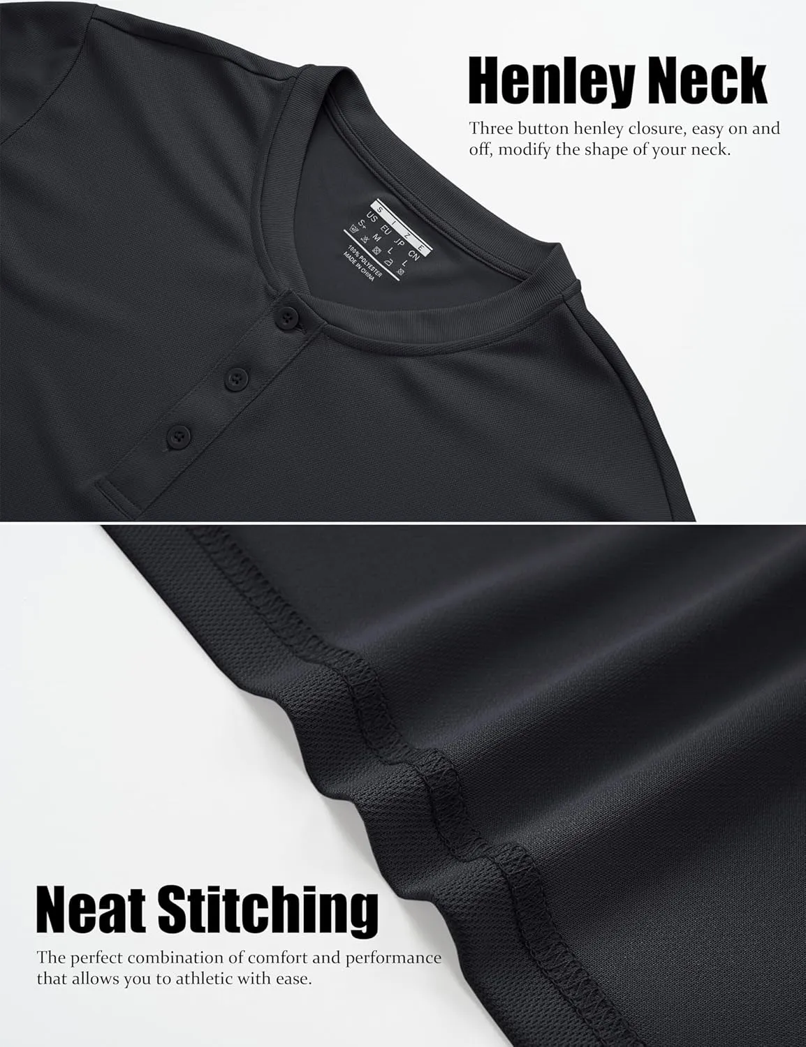 MAGCOMSEN Men's Henley Shirts Short Sleeve Casual Collarless Shirt Quick Dry Summer T-Shirts Golf Workout Tops