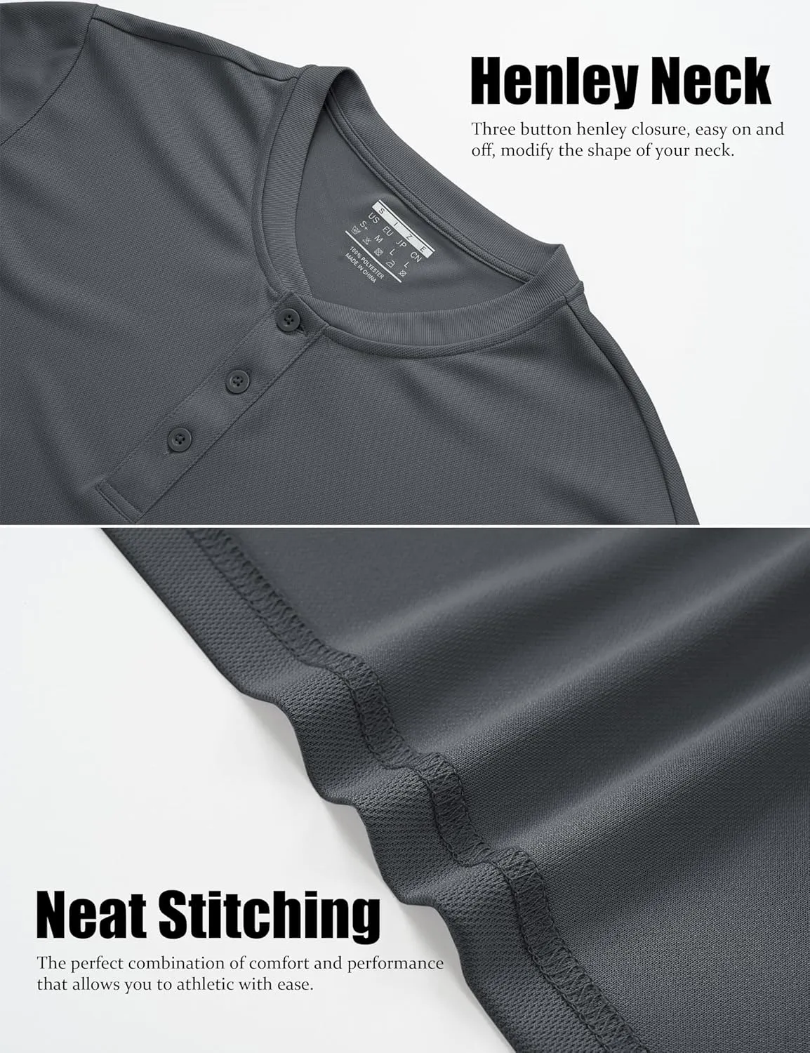 MAGCOMSEN Men's Henley Shirts Short Sleeve Casual Collarless Shirt Quick Dry Summer T-Shirts Golf Workout Tops