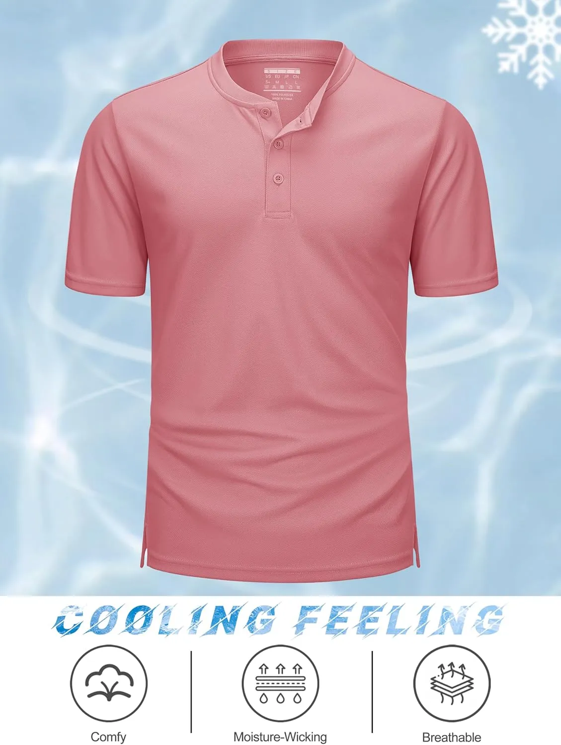 MAGCOMSEN Men's Henley Shirts Short Sleeve Casual Collarless Shirt Quick Dry Summer T-Shirts Golf Workout Tops
