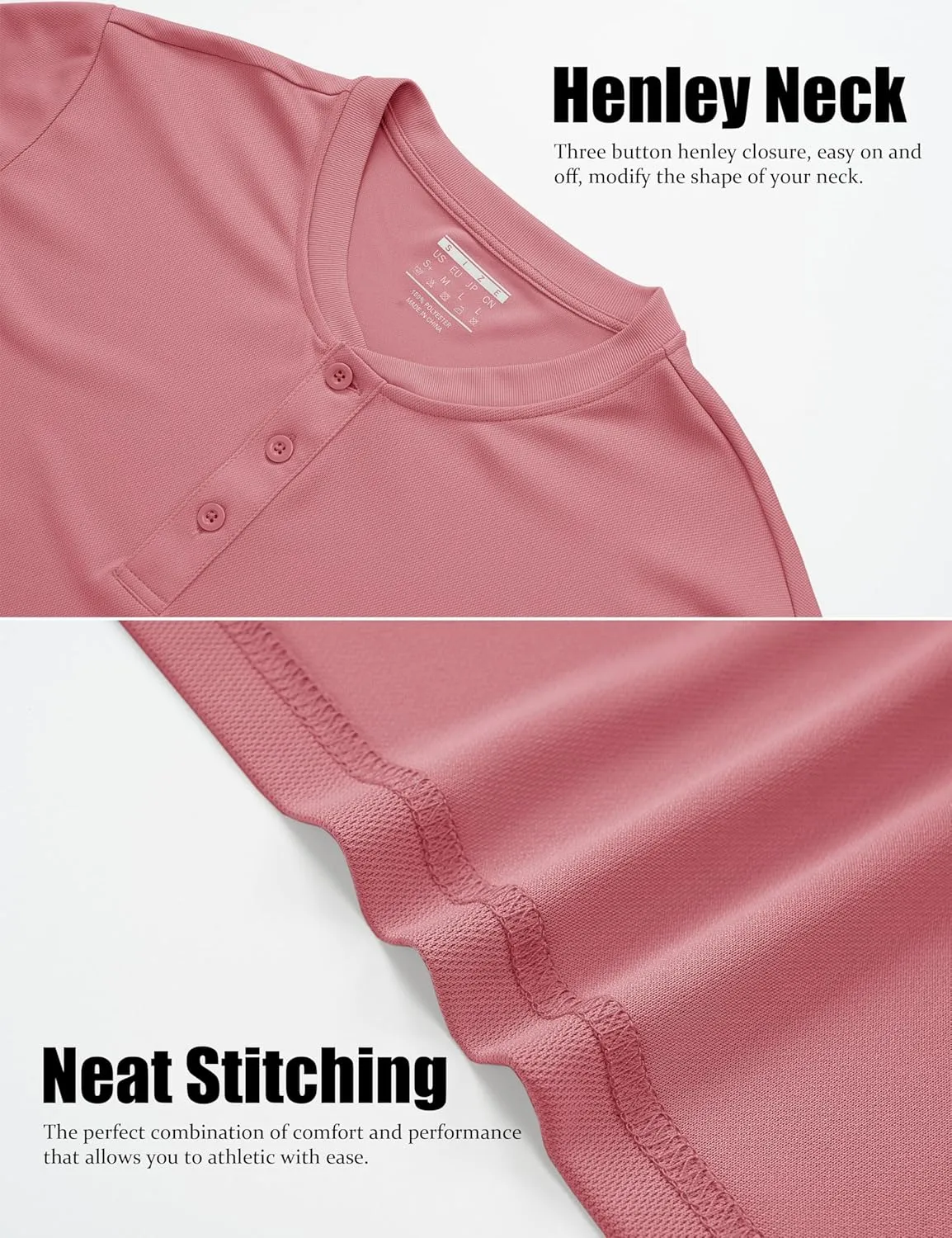 MAGCOMSEN Men's Henley Shirts Short Sleeve Casual Collarless Shirt Quick Dry Summer T-Shirts Golf Workout Tops