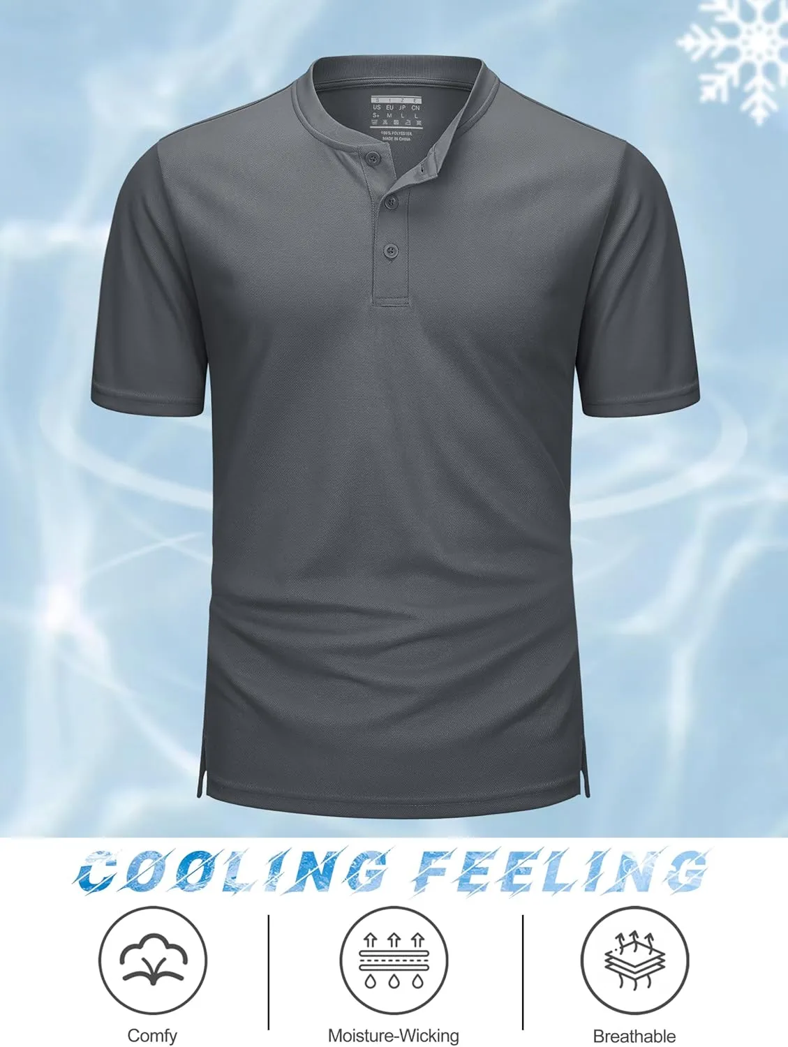 MAGCOMSEN Men's Henley Shirts Short Sleeve Casual Collarless Shirt Quick Dry Summer T-Shirts Golf Workout Tops