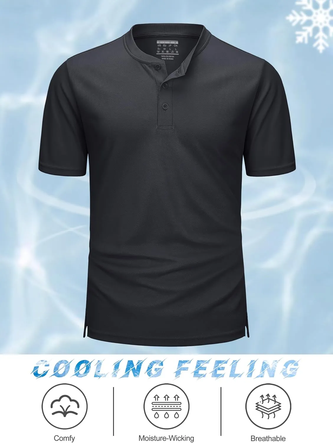 MAGCOMSEN Men's Henley Shirts Short Sleeve Casual Collarless Shirt Quick Dry Summer T-Shirts Golf Workout Tops
