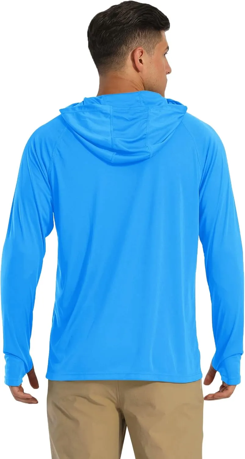 MAGCOMSEN Men's Hooded UPF 50  Sun Protection T Shirts Long Sleeve Athletic Fishing Shirts Rash Guards