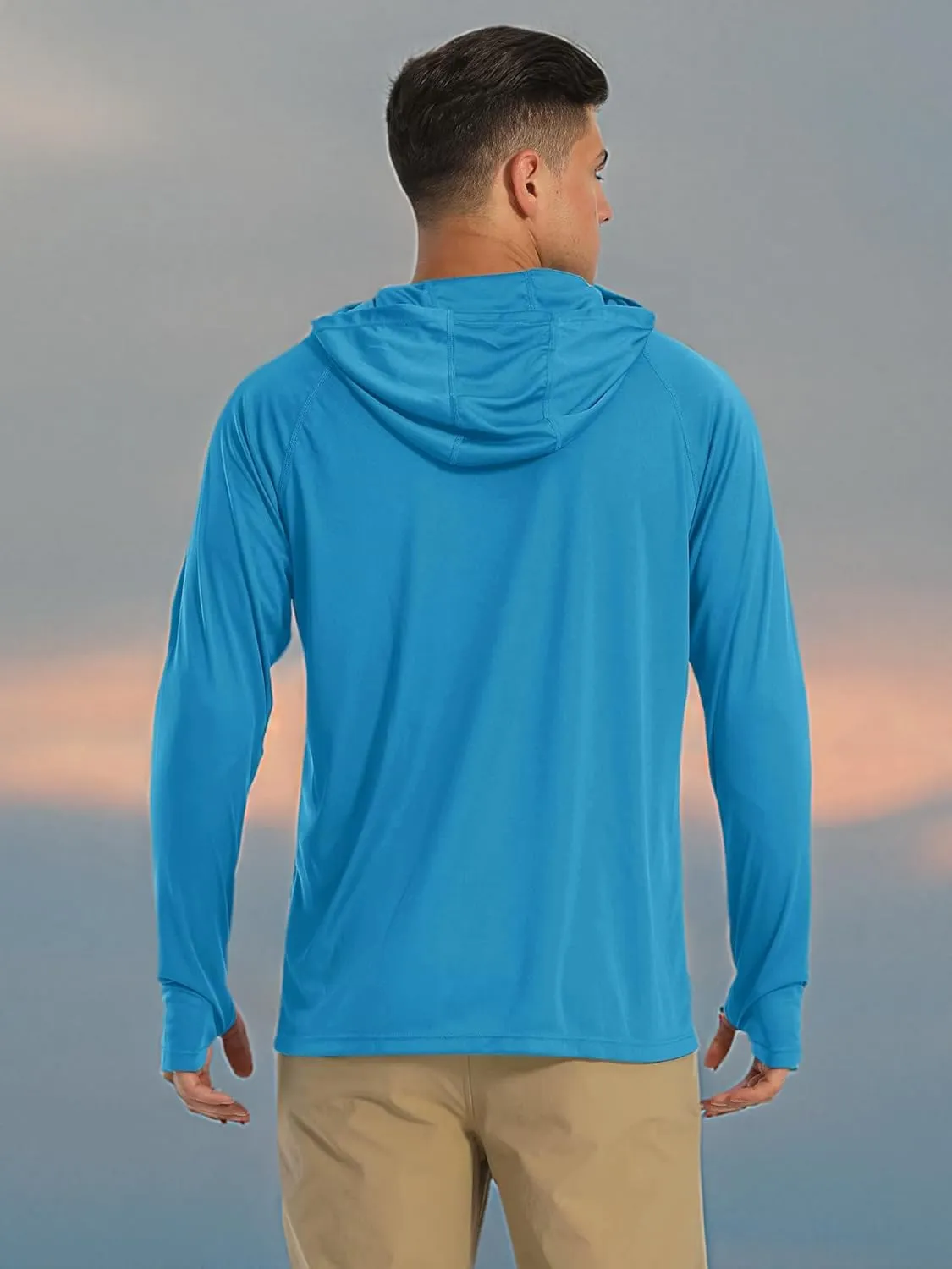 MAGCOMSEN Men's Hooded UPF 50  Sun Protection T Shirts Long Sleeve Athletic Fishing Shirts Rash Guards