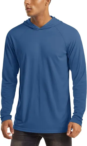 MAGCOMSEN Men's Hooded UPF 50  Sun Protection T Shirts Long Sleeve Athletic Fishing Shirts Rash Guards