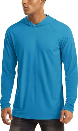 MAGCOMSEN Men's Hooded UPF 50  Sun Protection T Shirts Long Sleeve Athletic Fishing Shirts Rash Guards