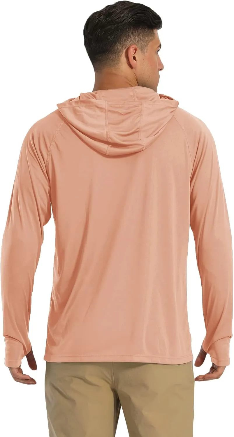 MAGCOMSEN Men's Hooded UPF 50  Sun Protection T Shirts Long Sleeve Athletic Fishing Shirts Rash Guards