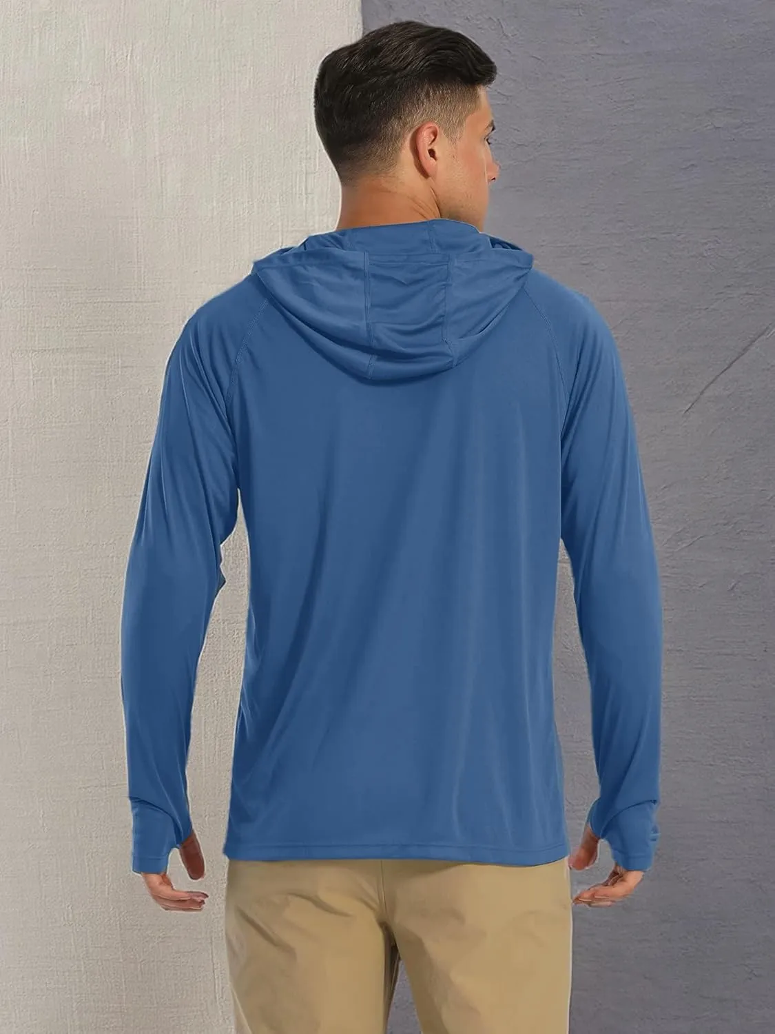 MAGCOMSEN Men's Hooded UPF 50  Sun Protection T Shirts Long Sleeve Athletic Fishing Shirts Rash Guards