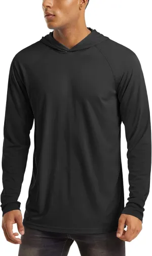 MAGCOMSEN Men's Hooded UPF 50  Sun Protection T Shirts Long Sleeve Athletic Fishing Shirts Rash Guards