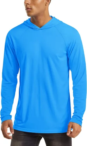 MAGCOMSEN Men's Hooded UPF 50  Sun Protection T Shirts Long Sleeve Athletic Fishing Shirts Rash Guards