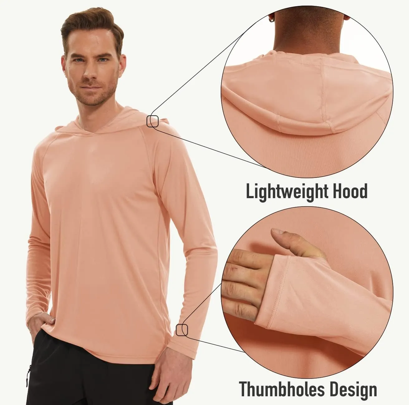 MAGCOMSEN Men's Hooded UPF 50  Sun Protection T Shirts Long Sleeve Athletic Fishing Shirts Rash Guards